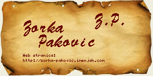 Zorka Paković vizit kartica